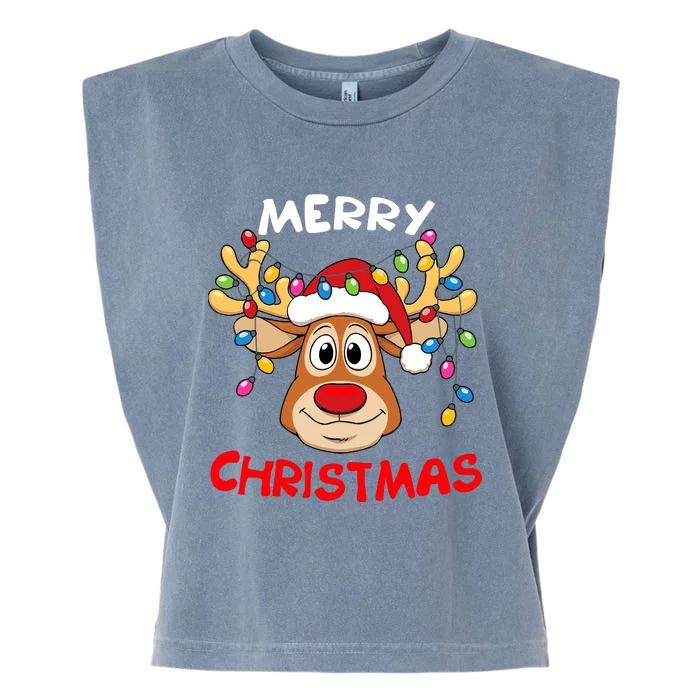 Merry Christmas Reindeer Xmas Family Garment-Dyed Women's Muscle Tee