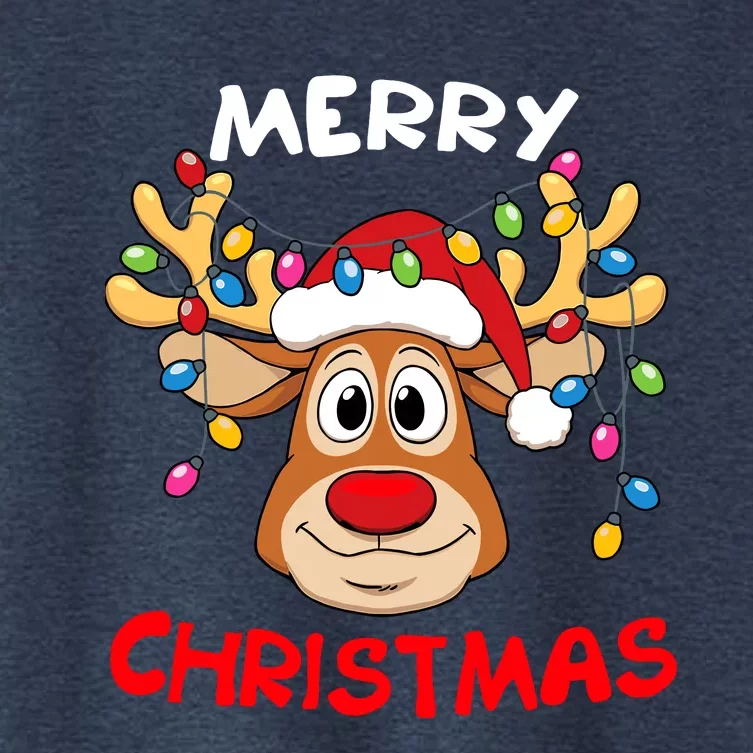 Merry Christmas Reindeer Xmas Family Women's Crop Top Tee