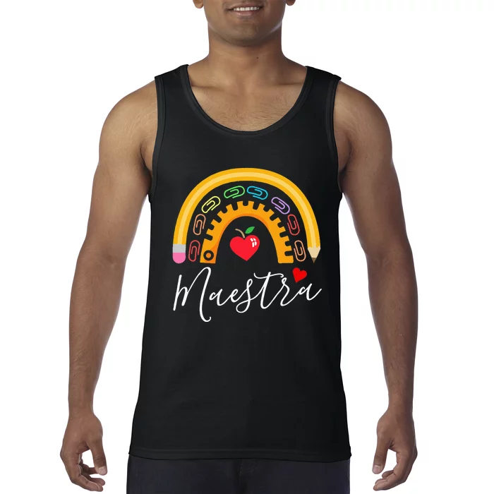 Maestra Cute Rainbow Regalos Para Maestra Bilingue Teache Tank Top