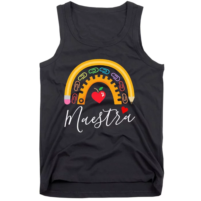 Maestra Cute Rainbow Regalos Para Maestra Bilingue Teache Tank Top