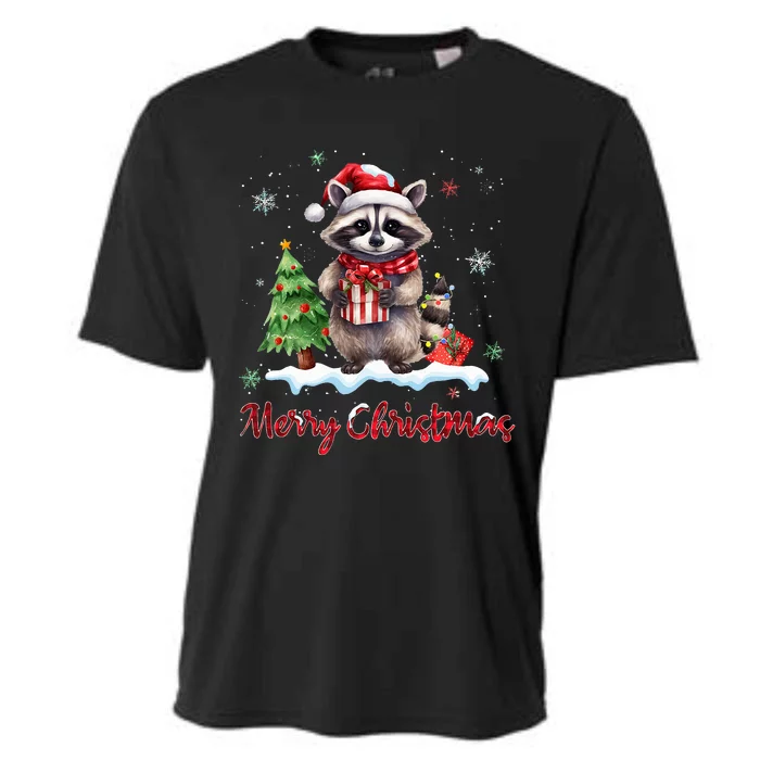 Merry Christmas Raccoon Christmas Xmas Gift Cooling Performance Crew T-Shirt