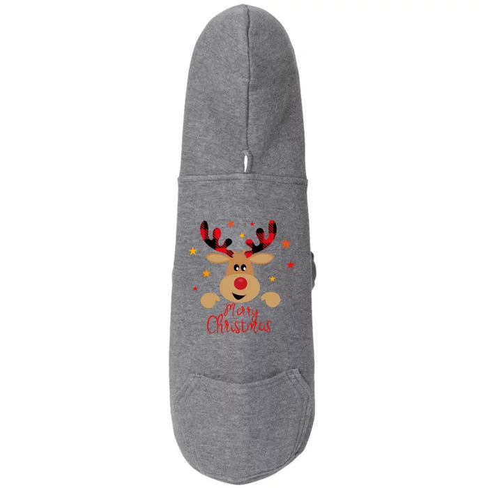 Merry Christmas Reindeer Cute Holiday Doggie 3-End Fleece Hoodie