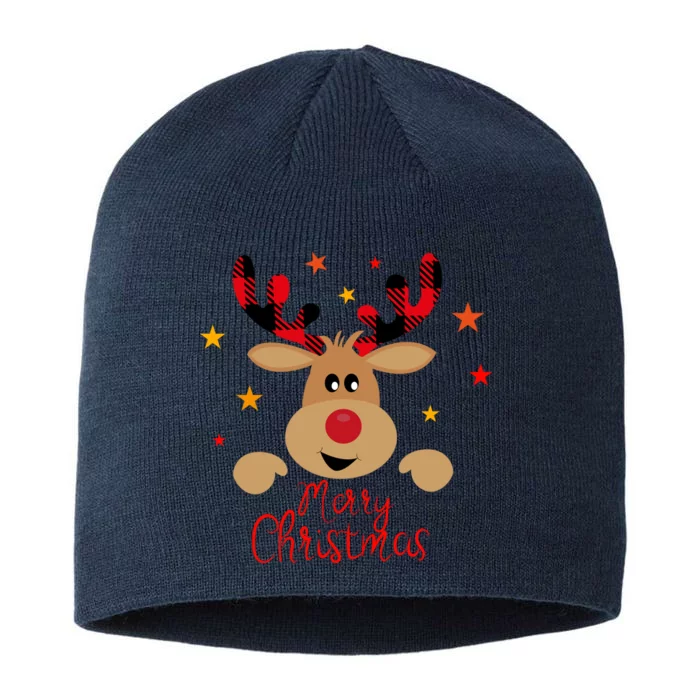 Merry Christmas Reindeer Cute Holiday 8 1/2in Sustainable Knit Beanie