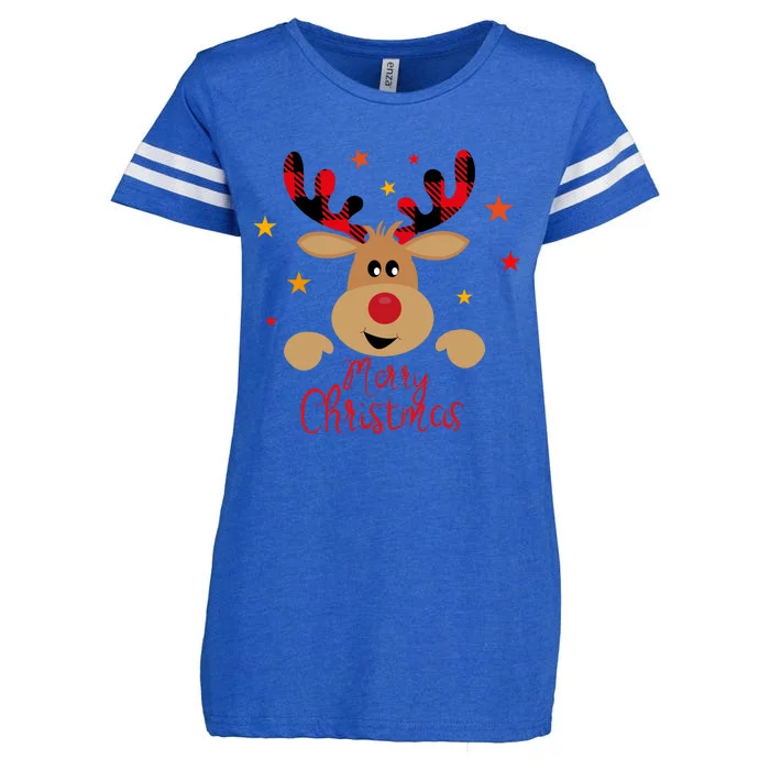 Merry Christmas Reindeer Cute Holiday Enza Ladies Jersey Football T-Shirt