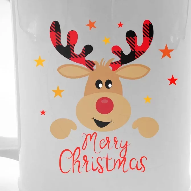 Merry Christmas Reindeer Cute Holiday Front & Back Beer Stein