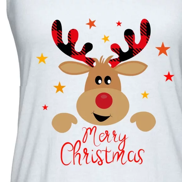 Merry Christmas Reindeer Cute Holiday Ladies Essential Flowy Tank