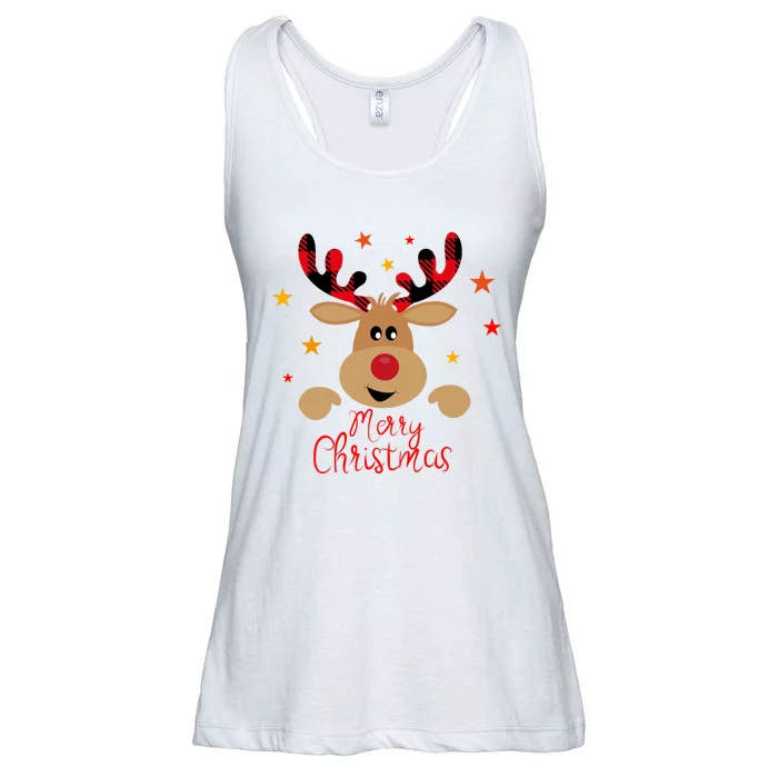 Merry Christmas Reindeer Cute Holiday Ladies Essential Flowy Tank