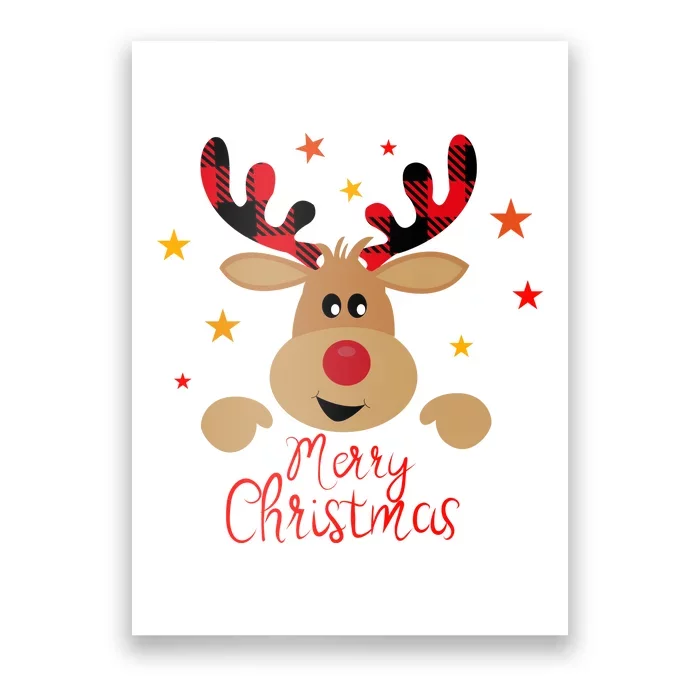 Merry Christmas Reindeer Cute Holiday Poster