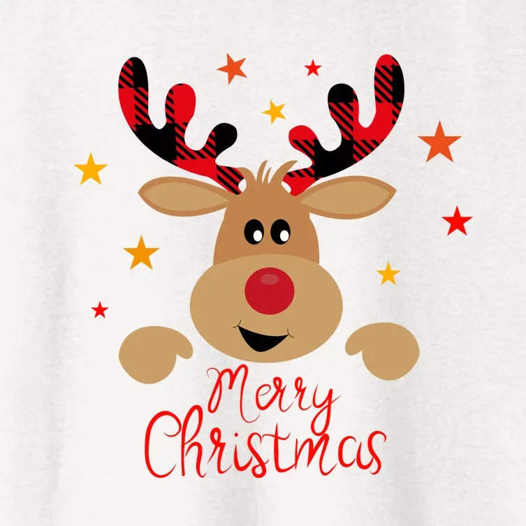 Merry Christmas Reindeer Cute Holiday Women's Crop Top Tee