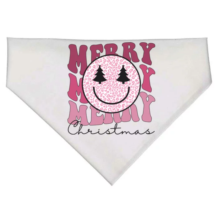 Merry Christmas Retro Leopard Smile USA-Made Doggie Bandana