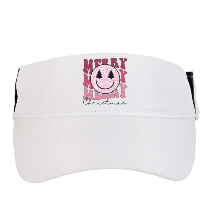 Merry Christmas Retro Leopard Smile Adult Drive Performance Visor