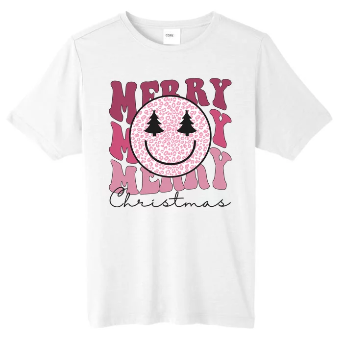 Merry Christmas Retro Leopard Smile ChromaSoft Performance T-Shirt