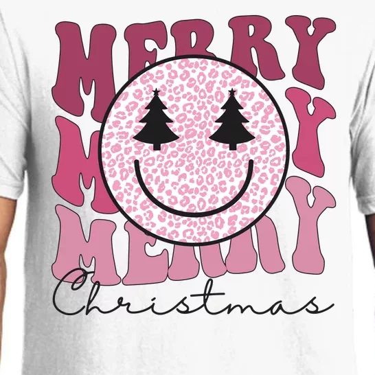 Merry Christmas Retro Leopard Smile Pajama Set