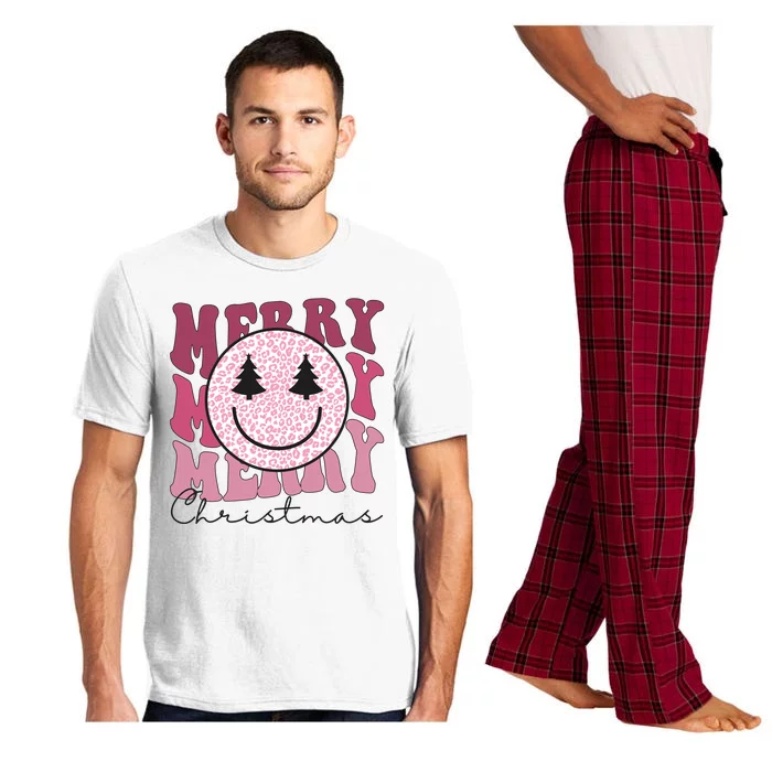 Merry Christmas Retro Leopard Smile Pajama Set