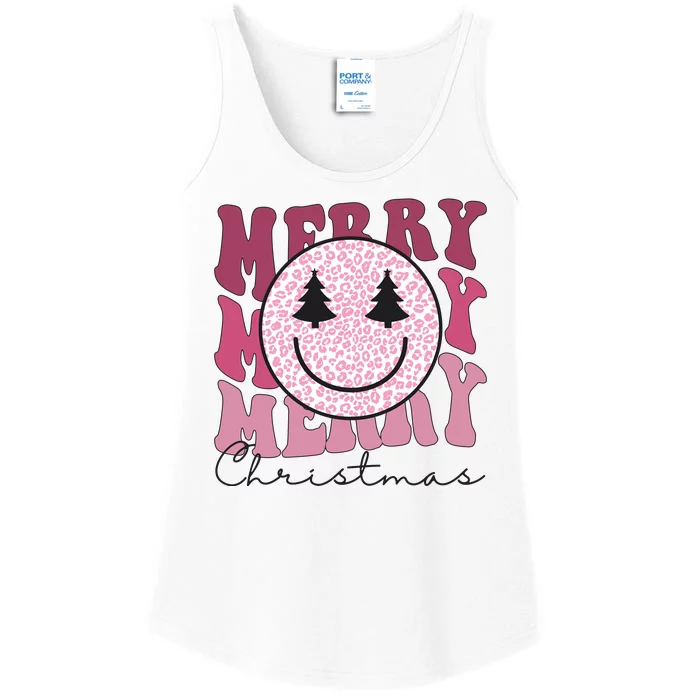 Merry Christmas Retro Leopard Smile Ladies Essential Tank