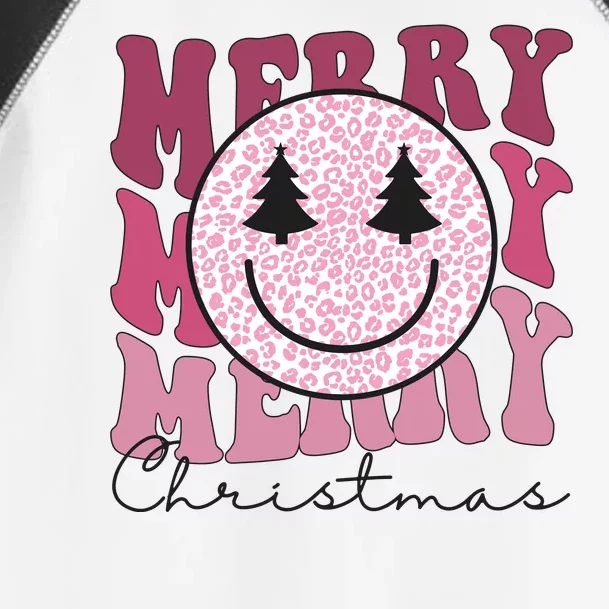 Merry Christmas Retro Leopard Smile Toddler Fine Jersey T-Shirt