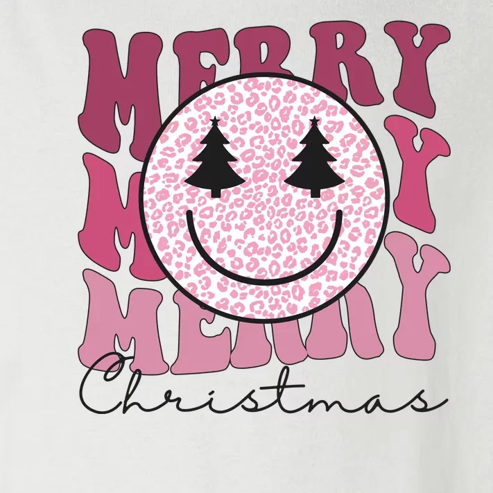 Merry Christmas Retro Leopard Smile Toddler Long Sleeve Shirt