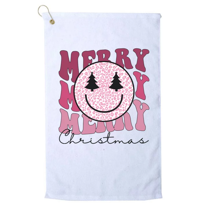 Merry Christmas Retro Leopard Smile Platinum Collection Golf Towel