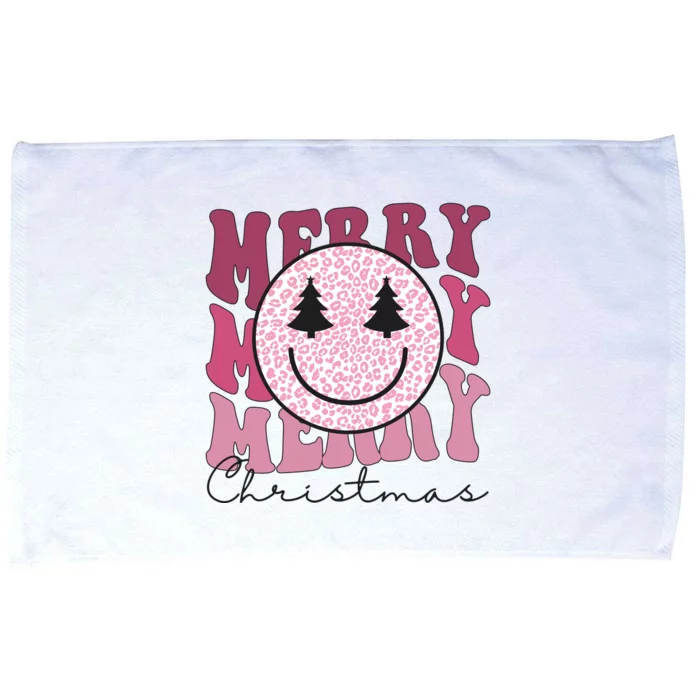 Merry Christmas Retro Leopard Smile Microfiber Hand Towel