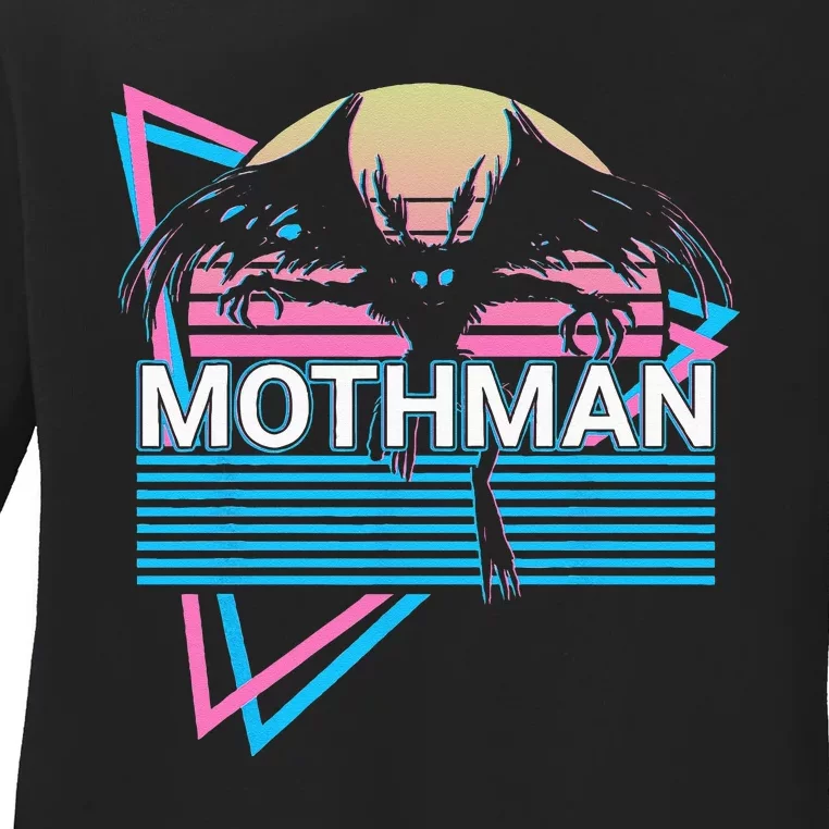 Mothman Cryptozoology Retro Cryptid Ladies Long Sleeve Shirt