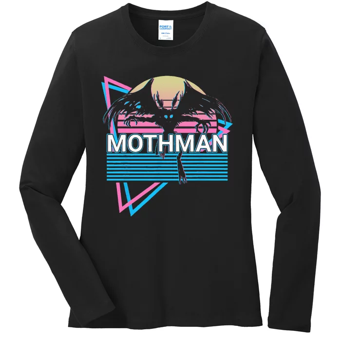 Mothman Cryptozoology Retro Cryptid Ladies Long Sleeve Shirt