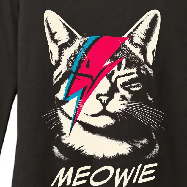 Meowie Cat Rock Music Concert Band Funny Cat Womens CVC Long Sleeve Shirt