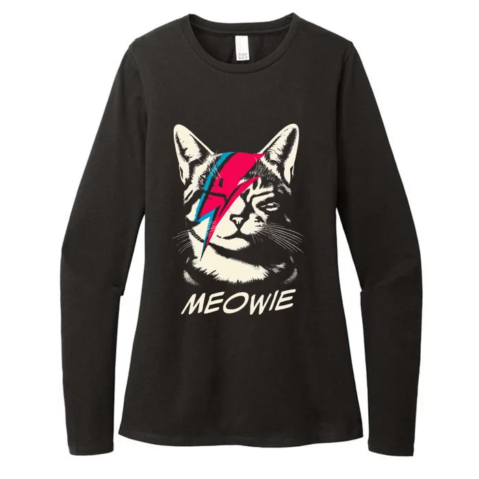 Meowie Cat Rock Music Concert Band Funny Cat Womens CVC Long Sleeve Shirt