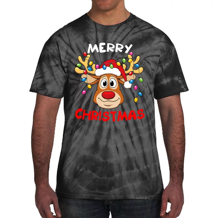 Merry Christmas Reindeer Xmas Family Tie-Dye T-Shirt