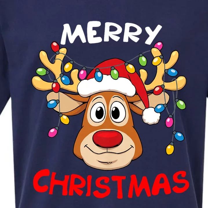 Merry Christmas Reindeer Xmas Family Sueded Cloud Jersey T-Shirt