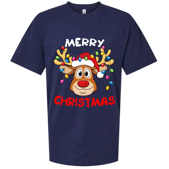 Merry Christmas Reindeer Xmas Family Sueded Cloud Jersey T-Shirt