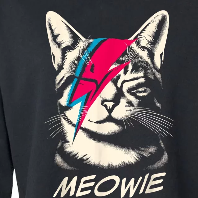 Meowie Cat Rock Music Concert Band Funny Cat Cropped Pullover Crew