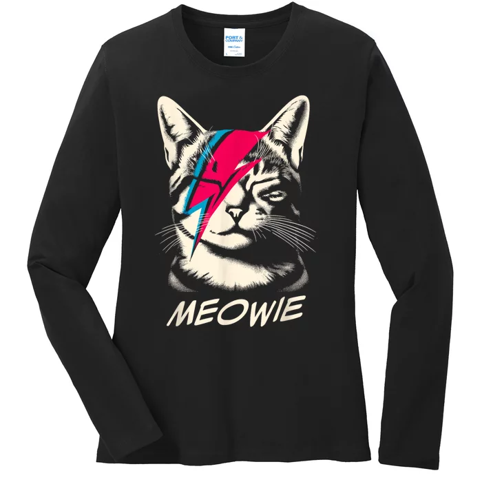 Meowie Cat Rock Music Concert Band Funny Cat Ladies Long Sleeve Shirt