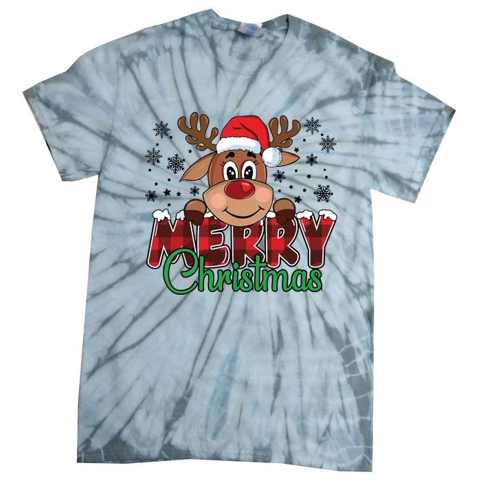 Merry Christmas Reindeer Women Family Matching Reindeer Tie-Dye T-Shirt