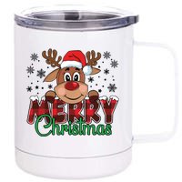 Merry Christmas Reindeer Women Family Matching Reindeer 12 oz Stainless Steel Tumbler Cup