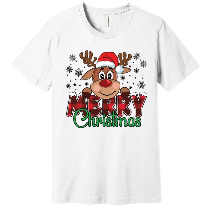 Merry Christmas Reindeer Women Family Matching Reindeer Premium T-Shirt