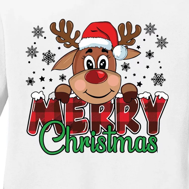 Merry Christmas Reindeer Women Family Matching Reindeer Ladies Long Sleeve Shirt