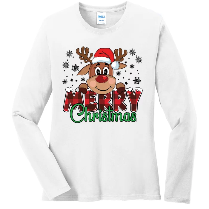 Merry Christmas Reindeer Women Family Matching Reindeer Ladies Long Sleeve Shirt