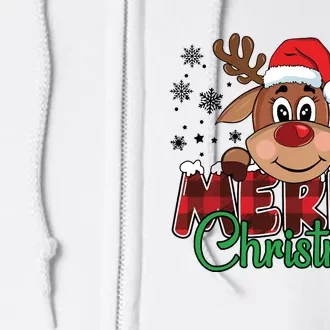 Merry Christmas Reindeer Women Family Matching Reindeer Full Zip Hoodie