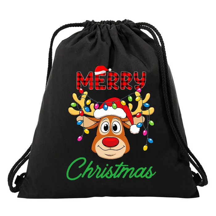 Merry Christmas Reindeer  Family Matching Reindeer Drawstring Bag