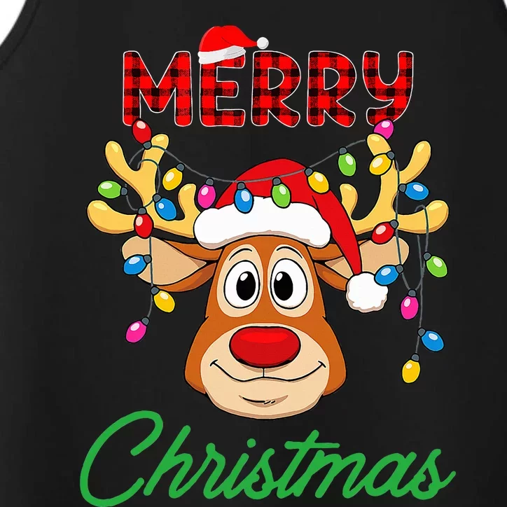 Merry Christmas Reindeer  Family Matching Reindeer Performance Tank