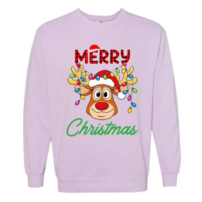 Merry Christmas Reindeer  Family Matching Reindeer Garment-Dyed Sweatshirt