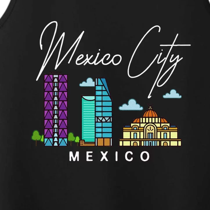 Mexico City Skyline Map Travel Sweat Performance Tank