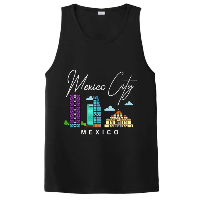 Mexico City Skyline Map Travel Sweat Performance Tank