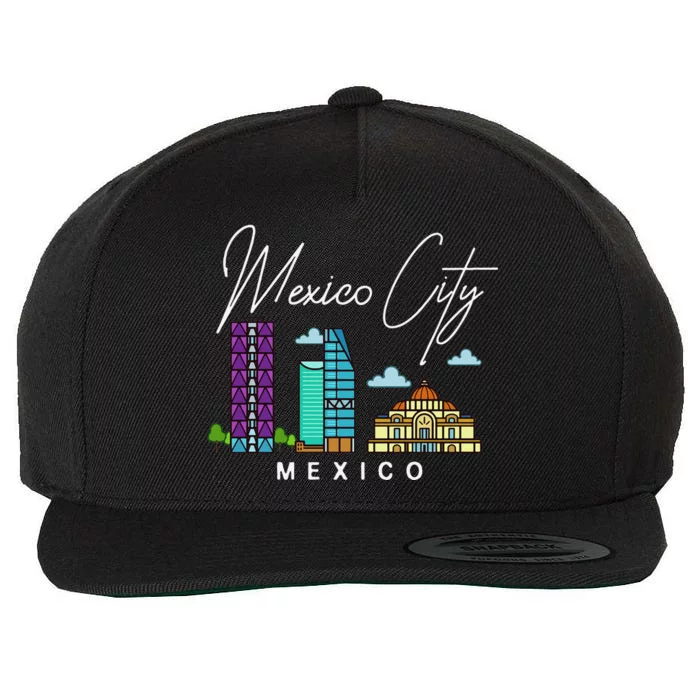 Mexico City Skyline Map Travel Sweat Wool Snapback Cap