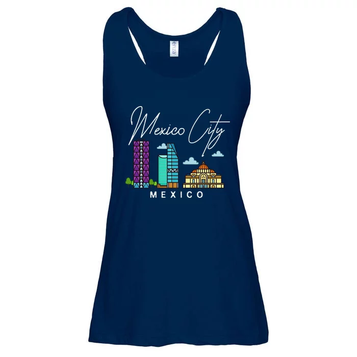 Mexico City Skyline Map Travel Sweat Ladies Essential Flowy Tank