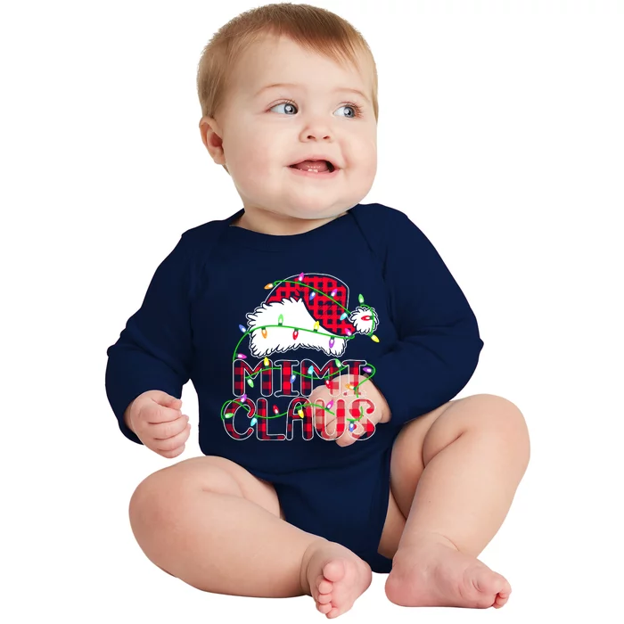 Mimi Claus Shirt Christmas Lights Pajama Family Matching Baby Long Sleeve Bodysuit