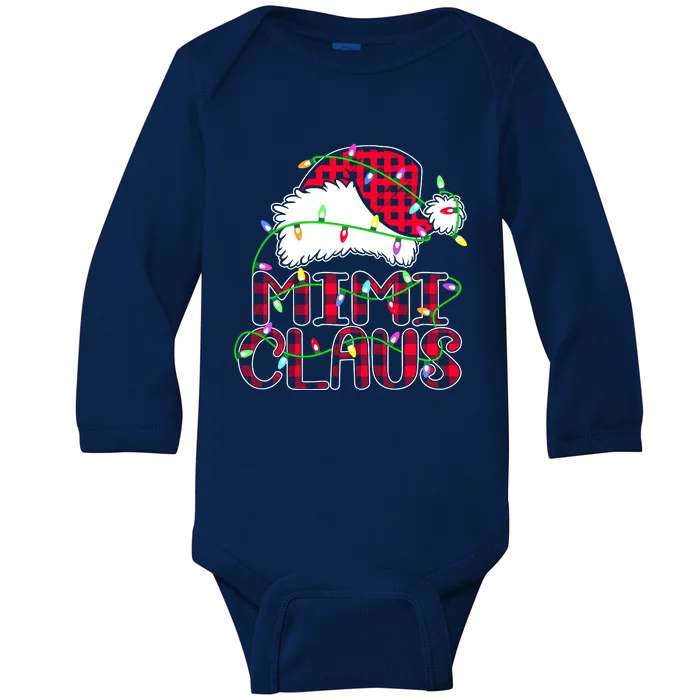 Mimi Claus Shirt Christmas Lights Pajama Family Matching Baby Long Sleeve Bodysuit