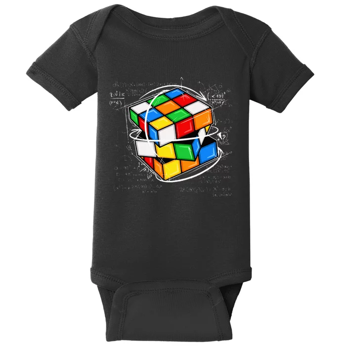 Math Cuber Speed Cubing Puzzle Lover Cube Baby Bodysuit