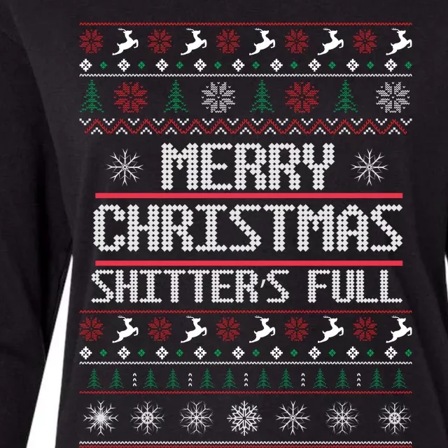 Merry Christmas Shitters Full Funny Ugly Christmas Christmas VacationChristmas V Womens Cotton Relaxed Long Sleeve T-Shirt