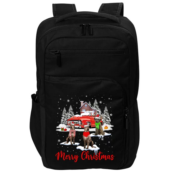 Merry Christmas Santa Reindeer Irish Wolfhound With Truck Meaningful Gift Impact Tech Backpack